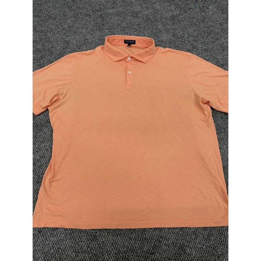 Peter Millar Crown Crafted Men's XL Orange Pima Cotton Polo Shirt Golf - Great - Picture 2 of 8
